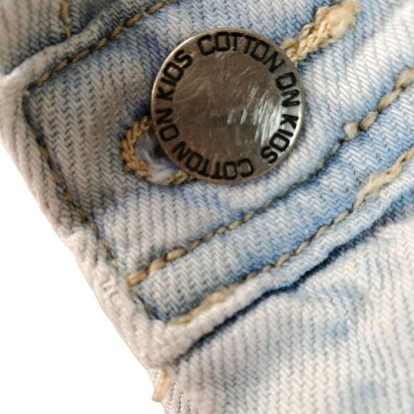 Cotton On Denim Bib Romper Kids Adjust Straps Distress Light Wash Unisex Size 6 - Picture 2 of 10